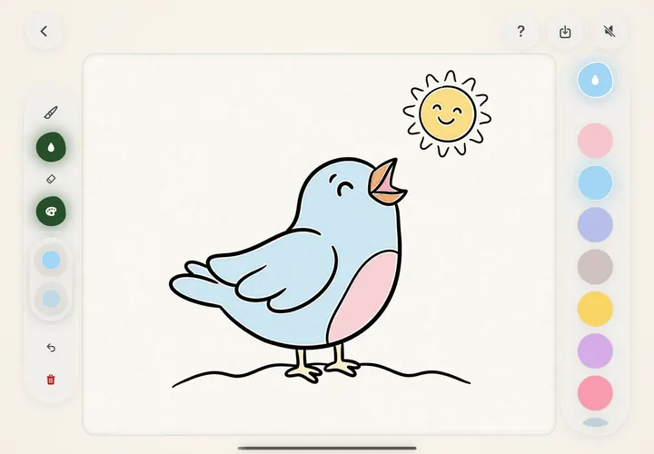 A bird filled with blue and pink in one tap each